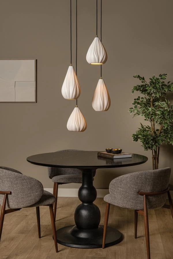 Lucide CINZIA - Pendelleuchten - Ø 55,5 cm - 4xE27 - Weiß - Atmosphäre 1